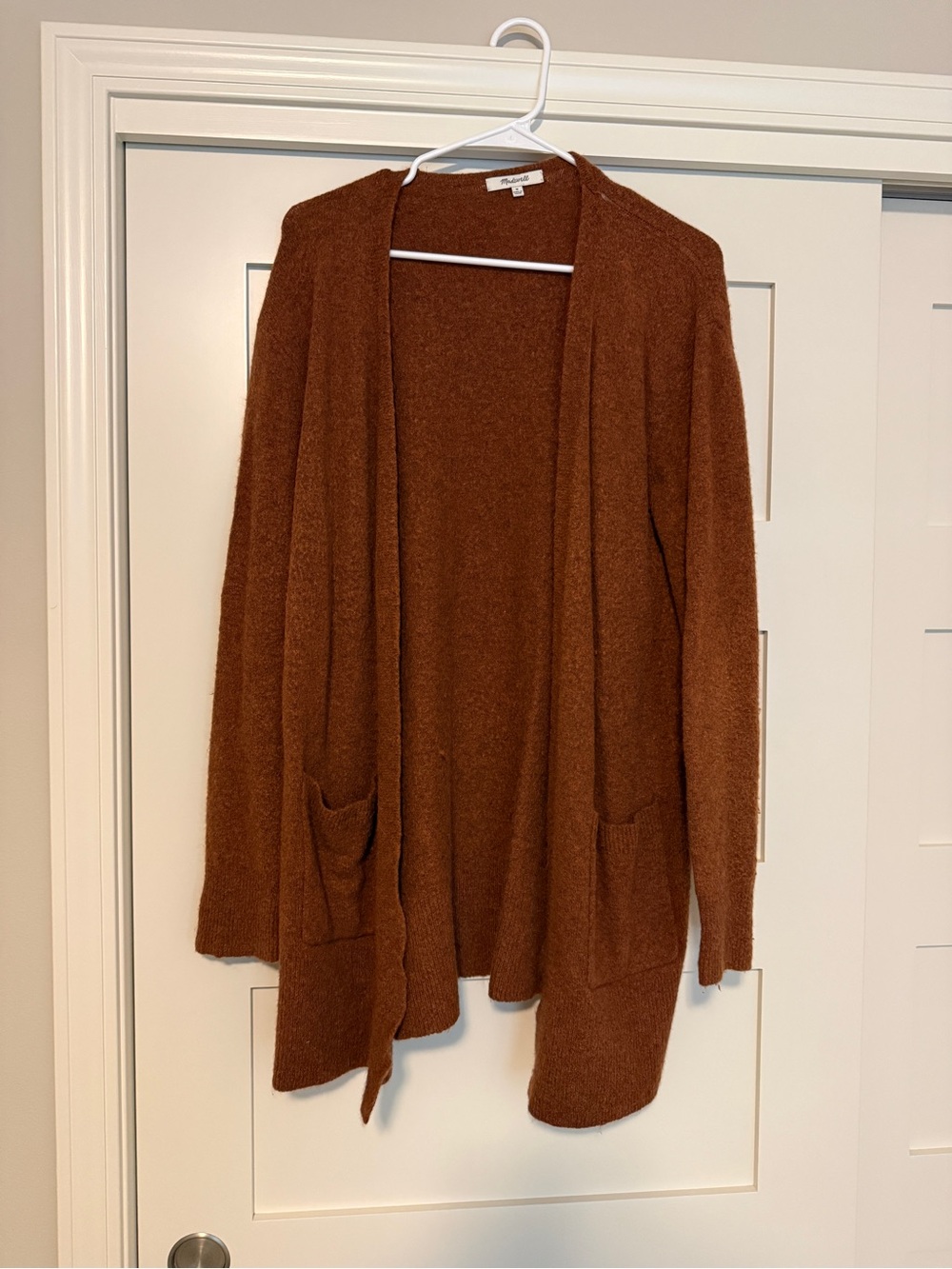 Madewell Cozy Cardigan Sweater, Rust Brown, Size M